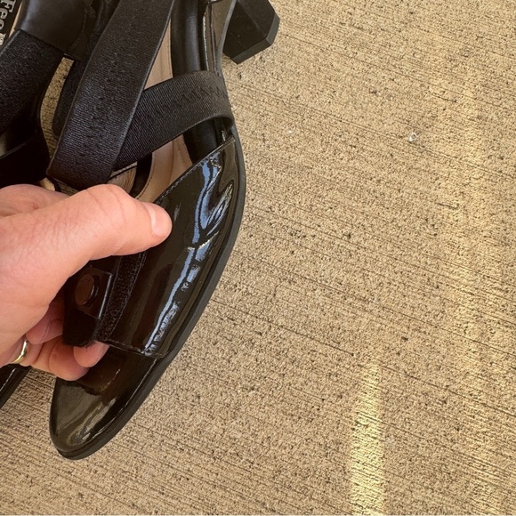 BeautiFeel Camille Open-Toe Pump Sandals Shoes Black Leather Patent 40 comfy - Picture 3 of 9